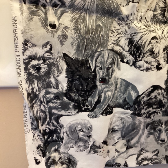 Vintage 5th Avenue Design Dog Fabric Multi Breed Dog Print - Picture 5 of 6